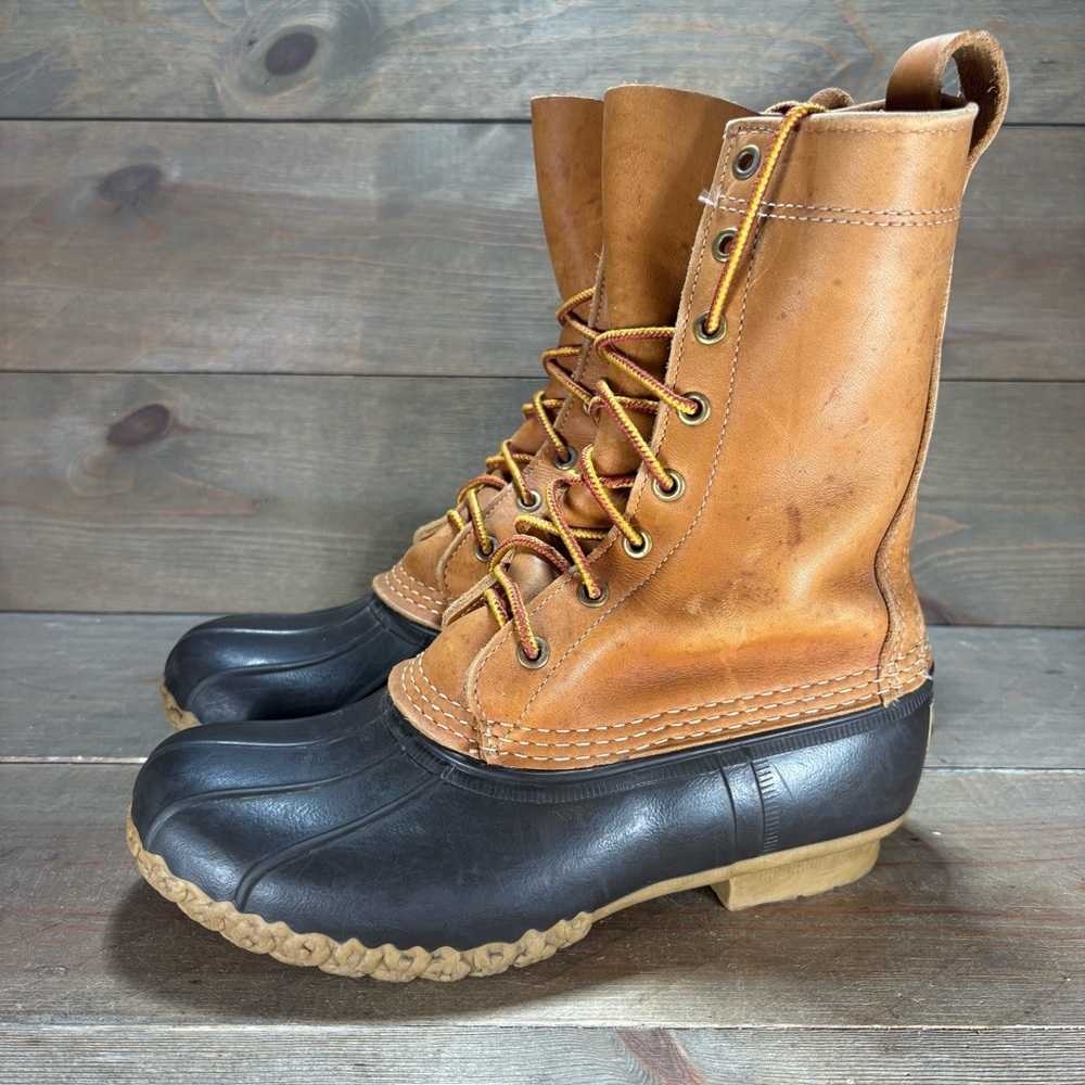 ll bean duck boots womens size 7 wide shoes brown leather hunting snow
